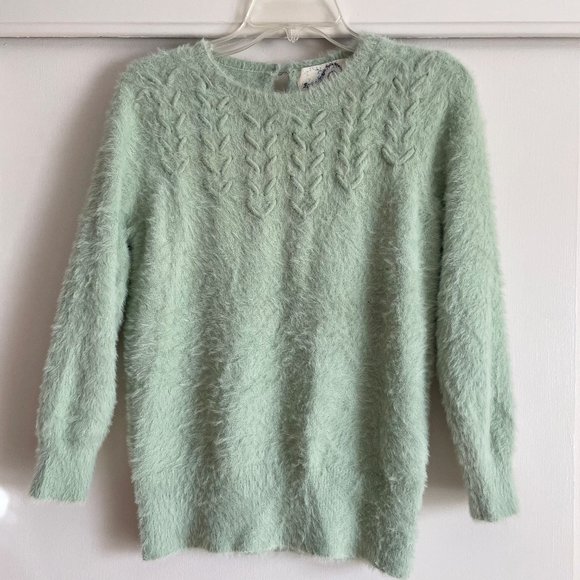 Anthropologie Rosie Neira Aubade Crew Neck Sweater Size XS Mint Green - Picture 8 of 12